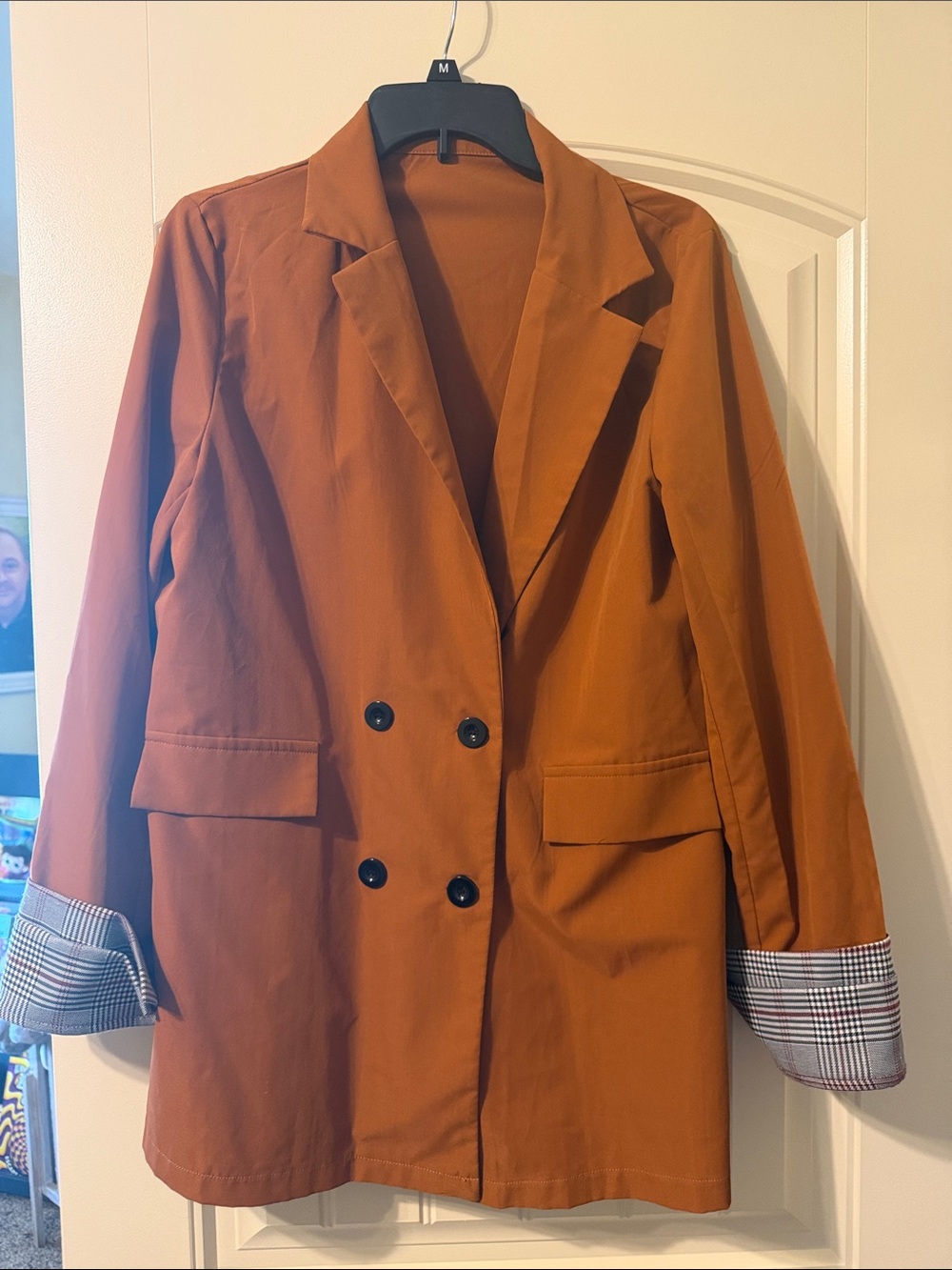 SHEIN Rust-Orange Double-Breasted Blazer